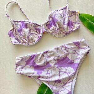 FARM Rio Purple Floral Paula Underwire Bikini Top | High Rise Cheeky Bottom